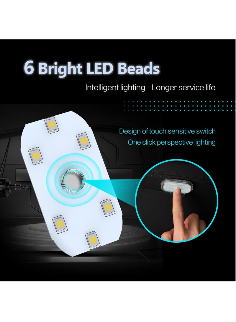 أضواء LED للسيارة، أضواء LED صغيرة محمولة داخلية للسيارة تعمل باللمس مع 6 حبات مصباح LED ساطعة، إضاءة قابلة لإعادة الشحن عبر USB، ضوء طوارئ للسيارة (ضوء أزرق) - Image 3